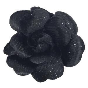 Chanel Camellia Brooch Leather Black #208142C61B